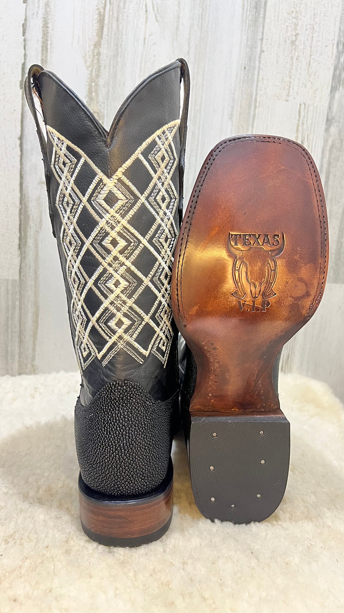 Texas VIP Stingray Square Toe Exotic Cowboy Boots