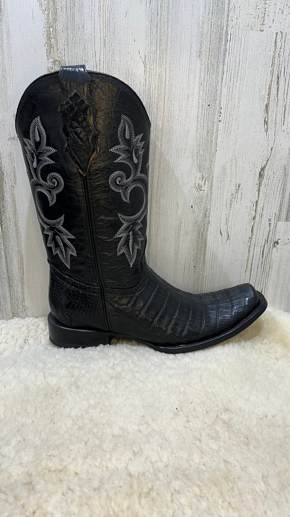 JW Black Caiman Belly Dubai Toe Exotic Cowboy Boots