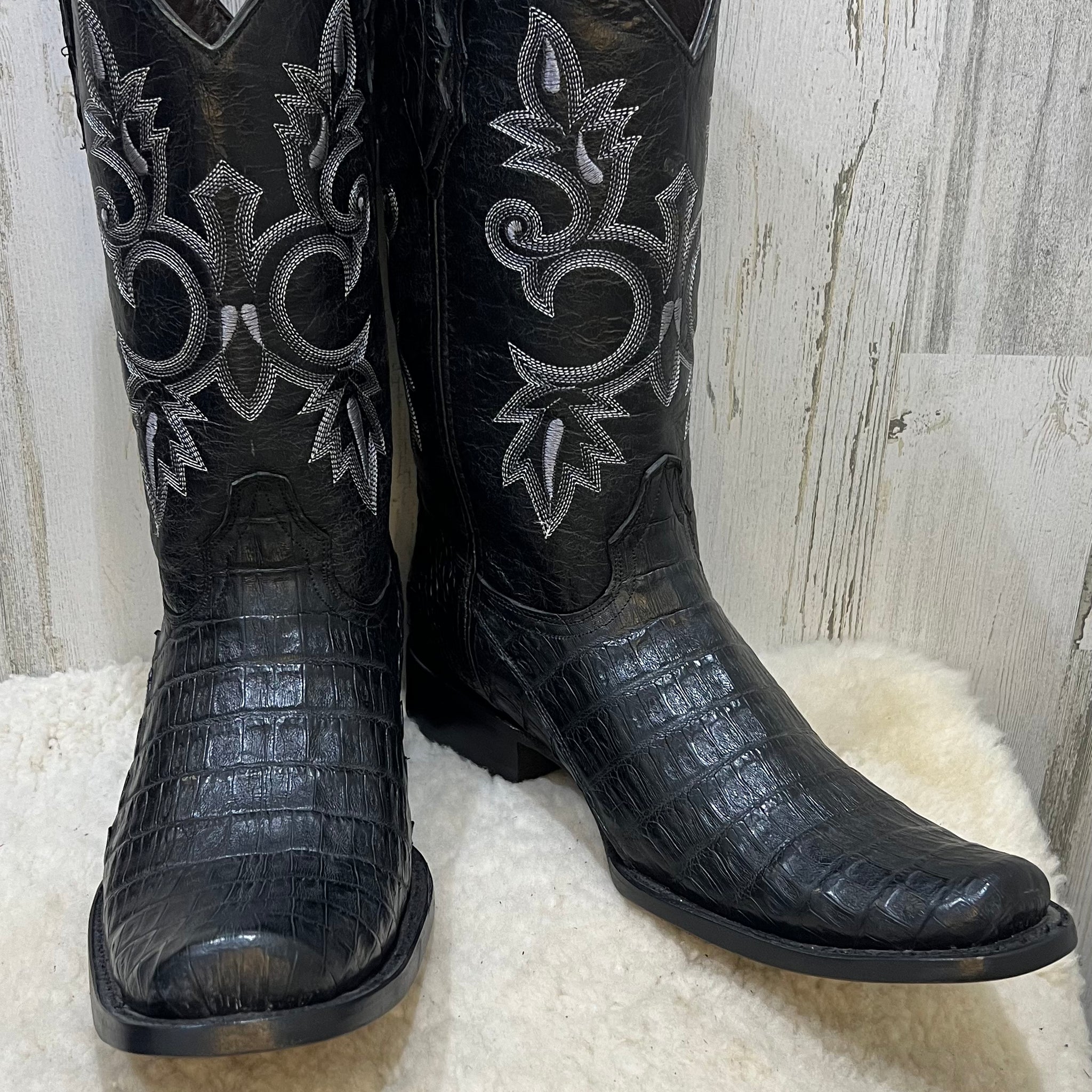 JW Black Caiman Belly Dubai Toe Exotic Cowboy Boots