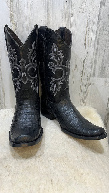 JW Black Caiman Belly Dubai Toe Exotic Cowboy Boots