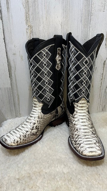 Texas VIP Natural Python Square Toe Exotic Cowboy Boots