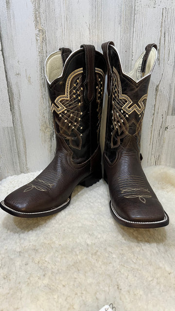 ROL Brown Buffalo Bulldog Toe Cowboy Boots